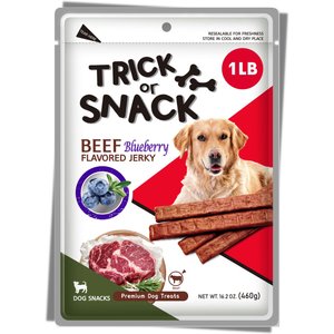 Trick or Snack Beef & Blueberry Flavored Jerky Dog Treats, 1-lb bag