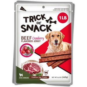 Trick or Snack Beef & Blueberry Flavored Jerky Dog Treats, 1-lb bag