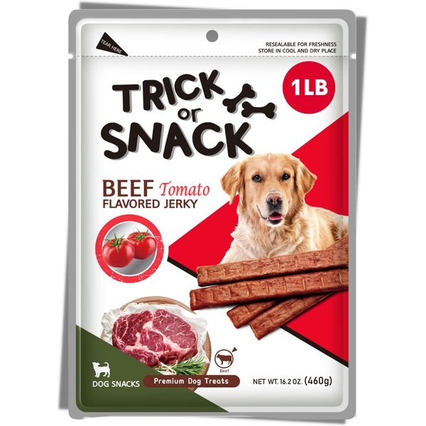 Trick or Snack Beef & Tomato Flavored Jerky Dog Treats, 1-lb bag