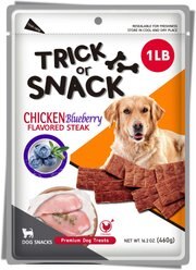 Trick or Snack Chicken & Blueberry Flavored Steak Dog Treats, 1-lb bag