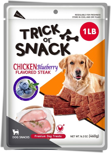 Trick or Snack Chicken & Blueberry Flavored Steak Dog Treats, 1-lb bag slide 1 of 8