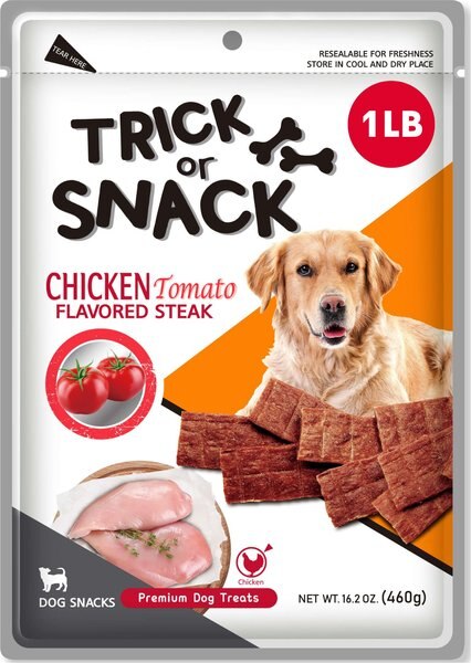 Trick or Snack Chicken & Tomato Flavored Steak Dog Treats, 1-lb bag slide 1 of 8
