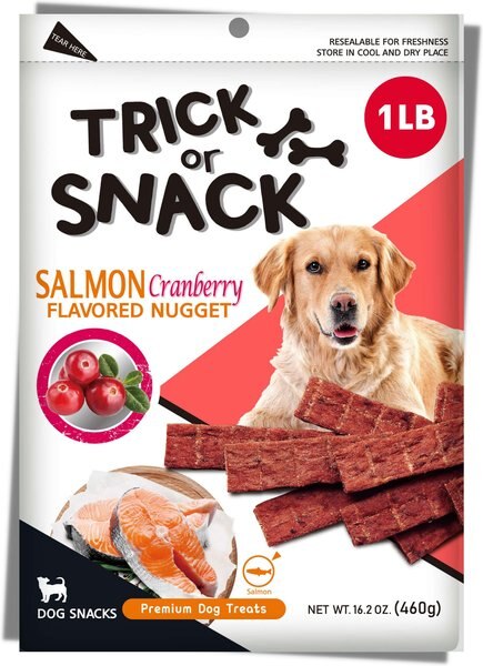 Trick or Snack Salmon & Cranberry Flavored Nugget Dog Treats, 1-lb bag slide 1 of 8