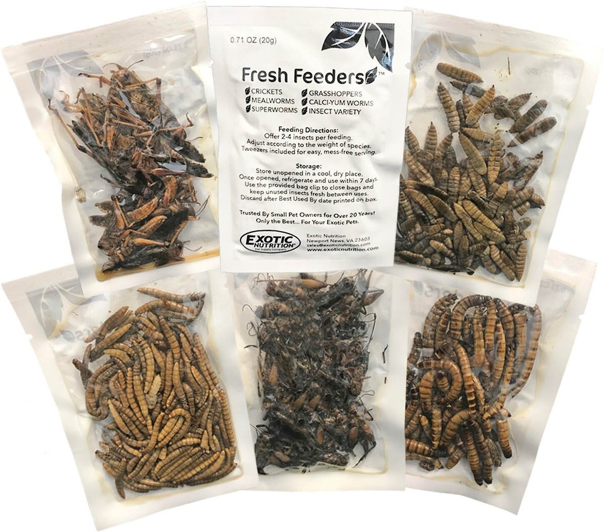 EXOTIC NUTRITION Fresh Feeders Insect Variety Reptile Food, 5oz box