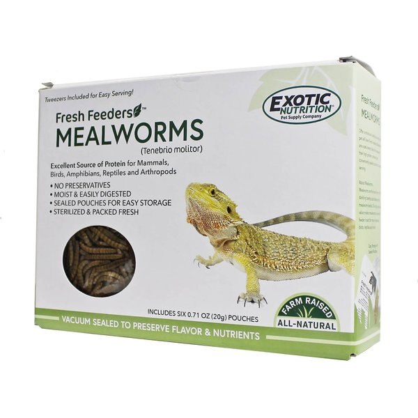 EXOTIC NUTRITION Fresh Feeders Mealworms Reptile Food, 5oz box
