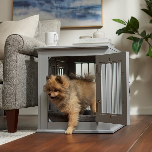 Frisco Double Door Wood & Metal Furniture Style Dog Crate, Gray, Medium slide 1 of 5
