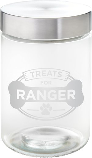 Frisco "Doggie Treats" Glass Personalized Treat Jar with Lid, 5 cup, 40oz