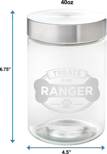 Frisco "Doggie Treats" Glass Personalized Treat Jar with Lid, 5 cup, 40oz