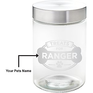 Frisco "Doggie Treats" Glass Personalized Treat Jar with Lid, 5 cup, 40oz