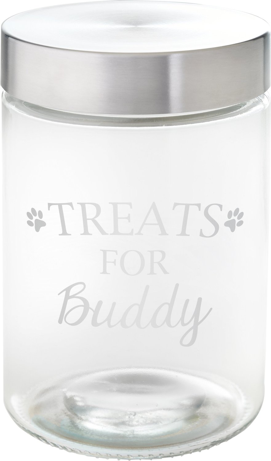 Frisco Paw Print Glass Personalized Treat Jar with Lid, 5 cup, 40oz