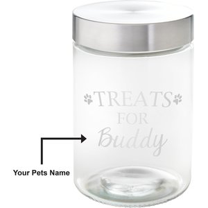 Frisco Paw Print Glass Personalized Treat Jar with Lid, 5 cup, 40oz