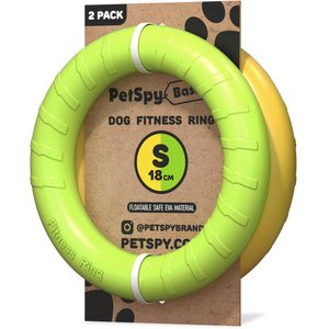 PetSpy Fitness Ring Dog Toy, Green, Yellow, Small, 2 count