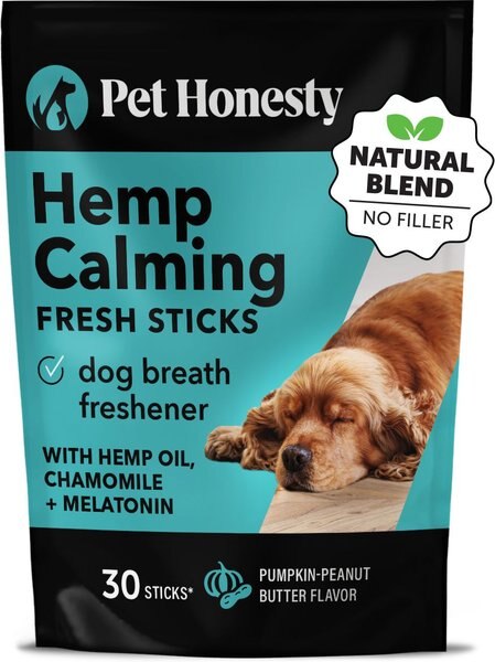 PetHonesty Hemp Calming Fresh Sticks Pumpkin-Peanut Butter Flavor Dog Dental Chews, 30 count slide 1 of 7