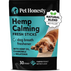 PetHonesty Hemp Calming Fresh Sticks Pumpkin-Peanut Butter Flavor Dog Dental Chews, 30 count