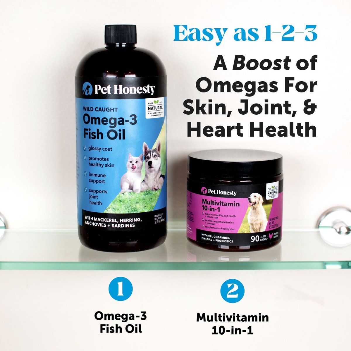 Pet Honesty Wild Caught Omega-3 Fish Oil Liquid Skin & Coat Health Supplement for Dogs & Cats