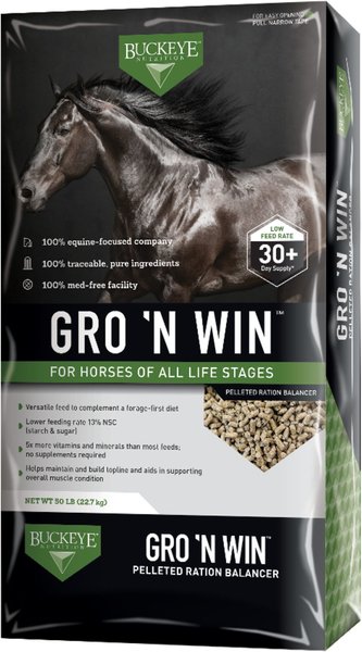 Buckeye Nutrition Gro 'N Win Pelleted Horse Feed, 50-lb bag slide 1 of 5