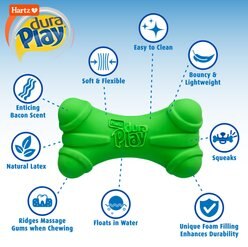 Hartz Dura Play Bone Squeaky Latex Dog Toy, 3 count, Medium slide 2 of 9