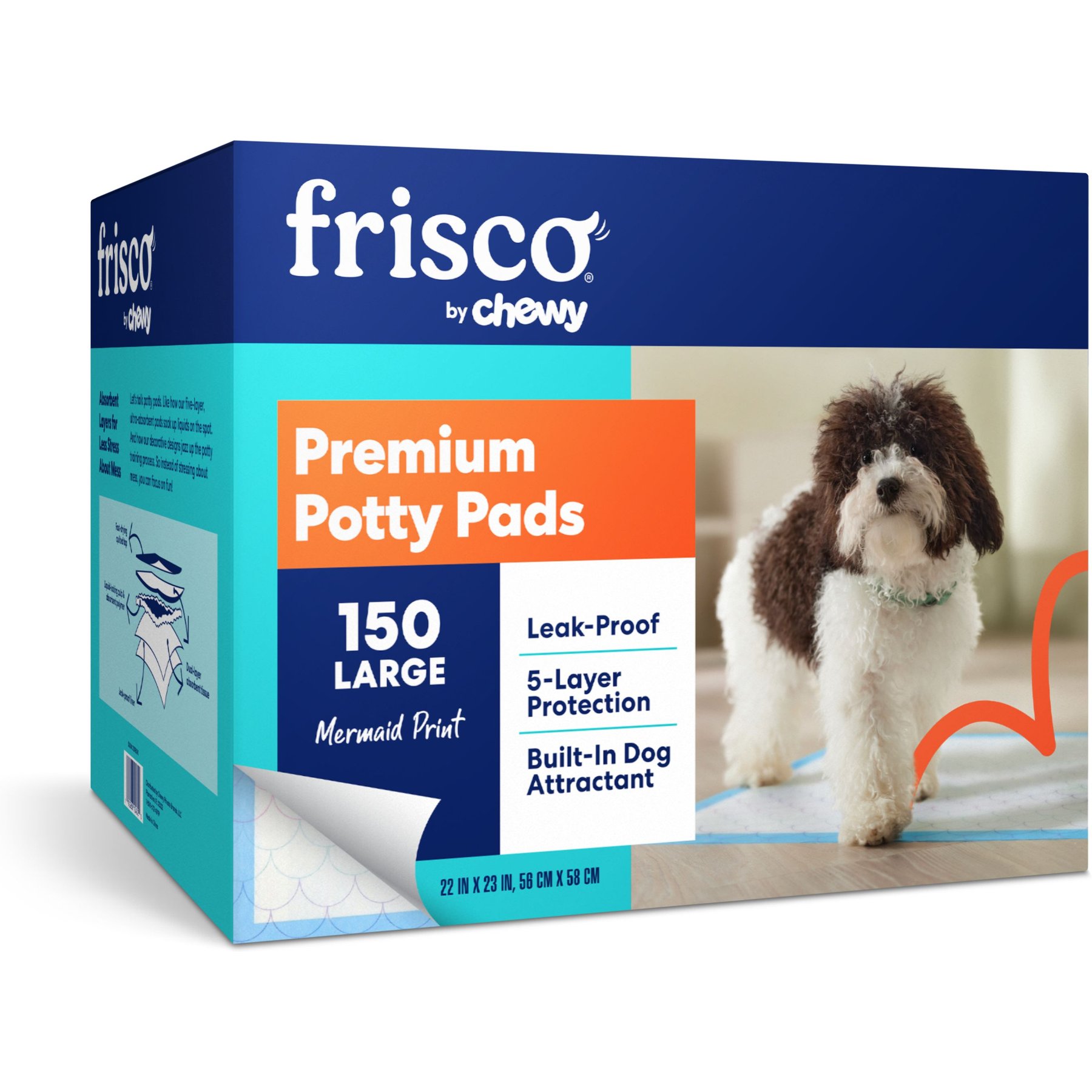 FRISCO Large Premium Dog Training Potty Pads 22 x 23 in Unscented 50 count Paws Bones Chewy