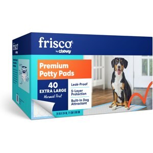 Frisco Extra Large Printed Dog Training & Potty Pads, 28 x 34-in, Unscented, 40 count, Mermaid Print
