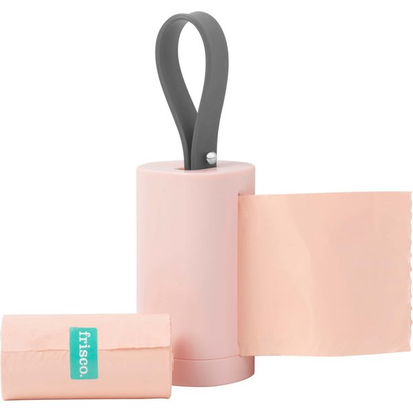 FRISCO Poop Bag Square Design Dispenser, Pale Coral, 15 count