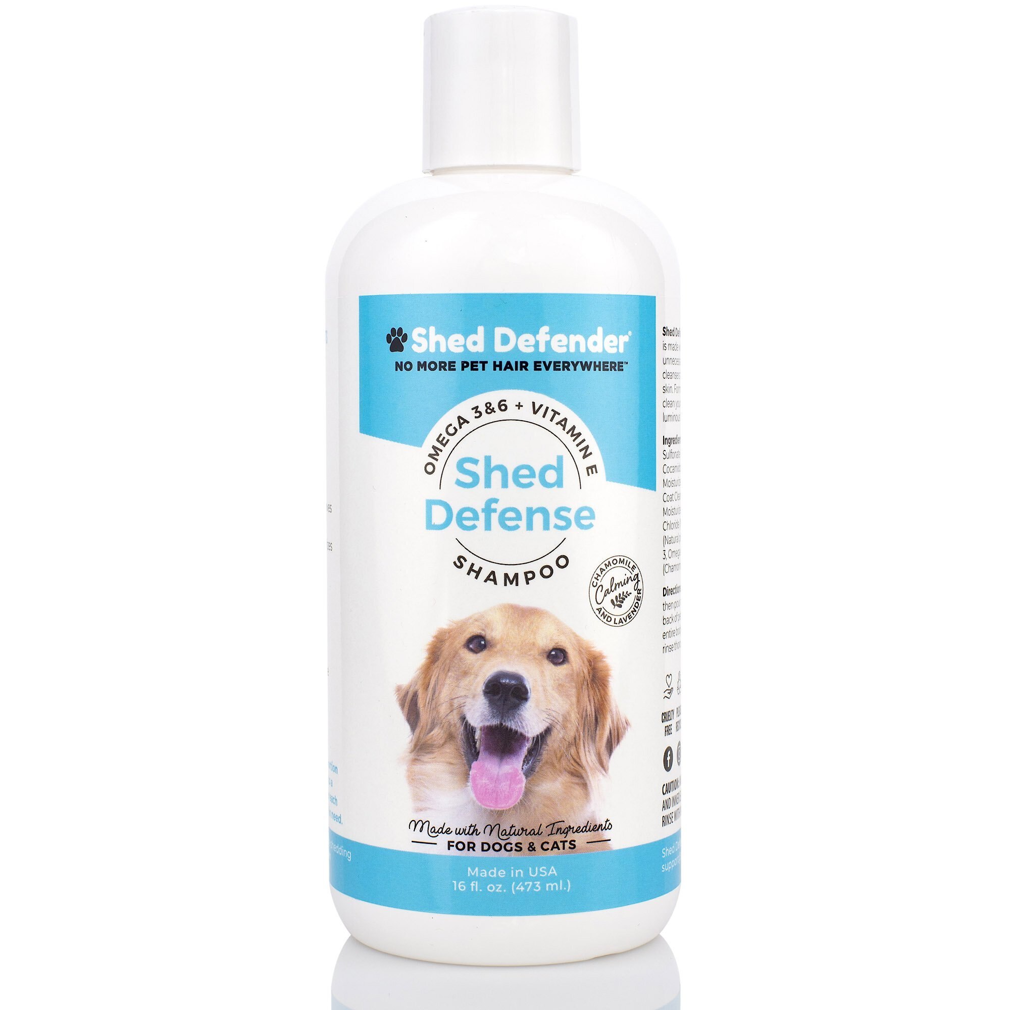 SHED DEFENDER Shed Defense Omega 3 & 6 Dog & Cat Shampoo, 16oz bottle
