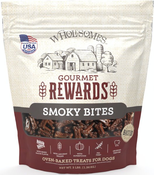 Wholesomes Smoky Bites Bacon Flavor Dog Treats, 3-lb bag slide 1 of 2