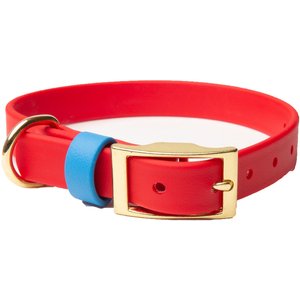 PawFurEver Waterproof Dog Collar, Red & Blue, Small
