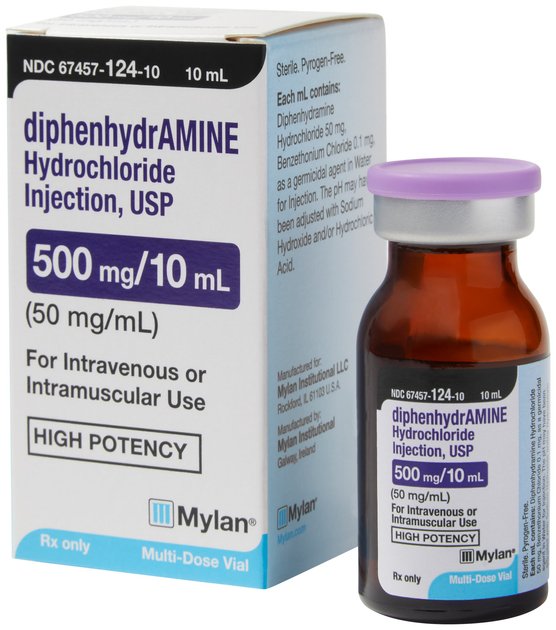 DIPHENHYDRAMINE HCL (Generic) Injection, 50mg/mL, 10 ml, 1 vial - Chewy.com