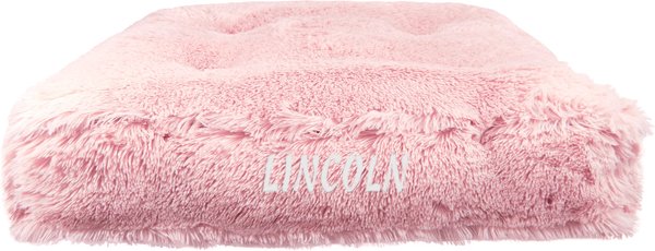 Bessie + Barnie Personalized Luxury Extra Plush Faux Fur Rectangle Cat & Dog Bed, Pink, Large slide 1 of 8