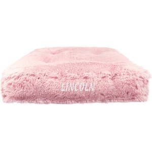 Bessie + Barnie Personalized Luxury Extra Plush Faux Fur Rectangle Cat & Dog Bed, Pink, Large