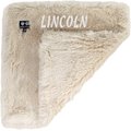 Bessie + Barnie Personalized Ultra Plush Faux Fur Cat & Dog Reversible Blanket, Beige, X-Small