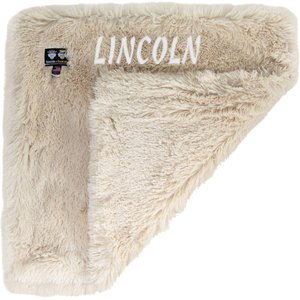 Bessie + Barnie Personalized Ultra Plush Faux Fur Cat & Dog Reversible Blanket, Blondie, Small
