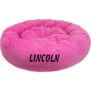Bessie + Barnie Personalized Ultra Plush Deluxe Comfort Cat & Dog Bed, Pink, Medium
