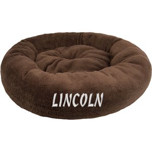 Bessie + Barnie Personalized Ultra Plush Deluxe Comfort Cat & Dog Bed, Brown, Large