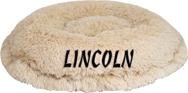 Bessie + Barnie Personalized Ultra Plush Luxury Shag Deluxe Cat & Dog Lily Pod Bed, X-Small, Beige slide 1 of 7