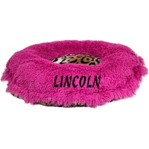 Bessie + Barnie Personalized Ultra Plush Luxury Shag Deluxe Cat & Dog Lily Pod Bed, X-Small, Pink