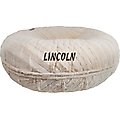 Bessie + Barnie Personalized Signature Luxury Extra Plush Faux Fur Bagel Cat & Dog Bed, Beige, Small