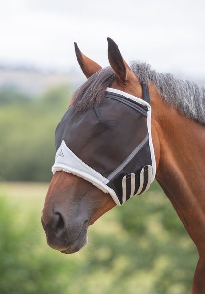 Shires Equestrian Products Fine Mesh Earless Horse Fly Mask, Black, Cob slide 1 of 3