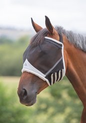 Shires Equestrian Products Fine Mesh Earless Horse Fly Mask, Black, Full 