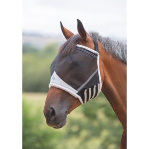 Shires Equestrian Products Fine Mesh Earless Horse Fly Mask, Black, X-Large Full