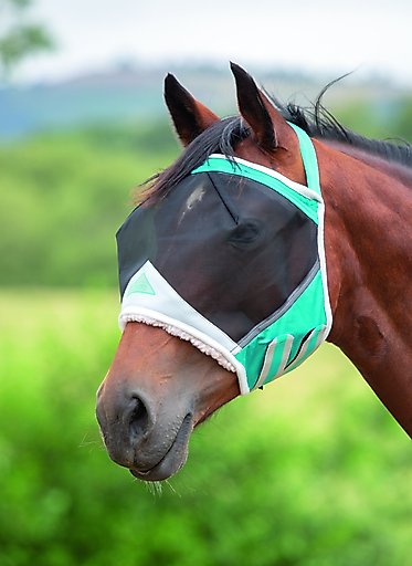 Shires Equestrian Products Fine Mesh Earless Horse Fly Mask, Teal, Full 