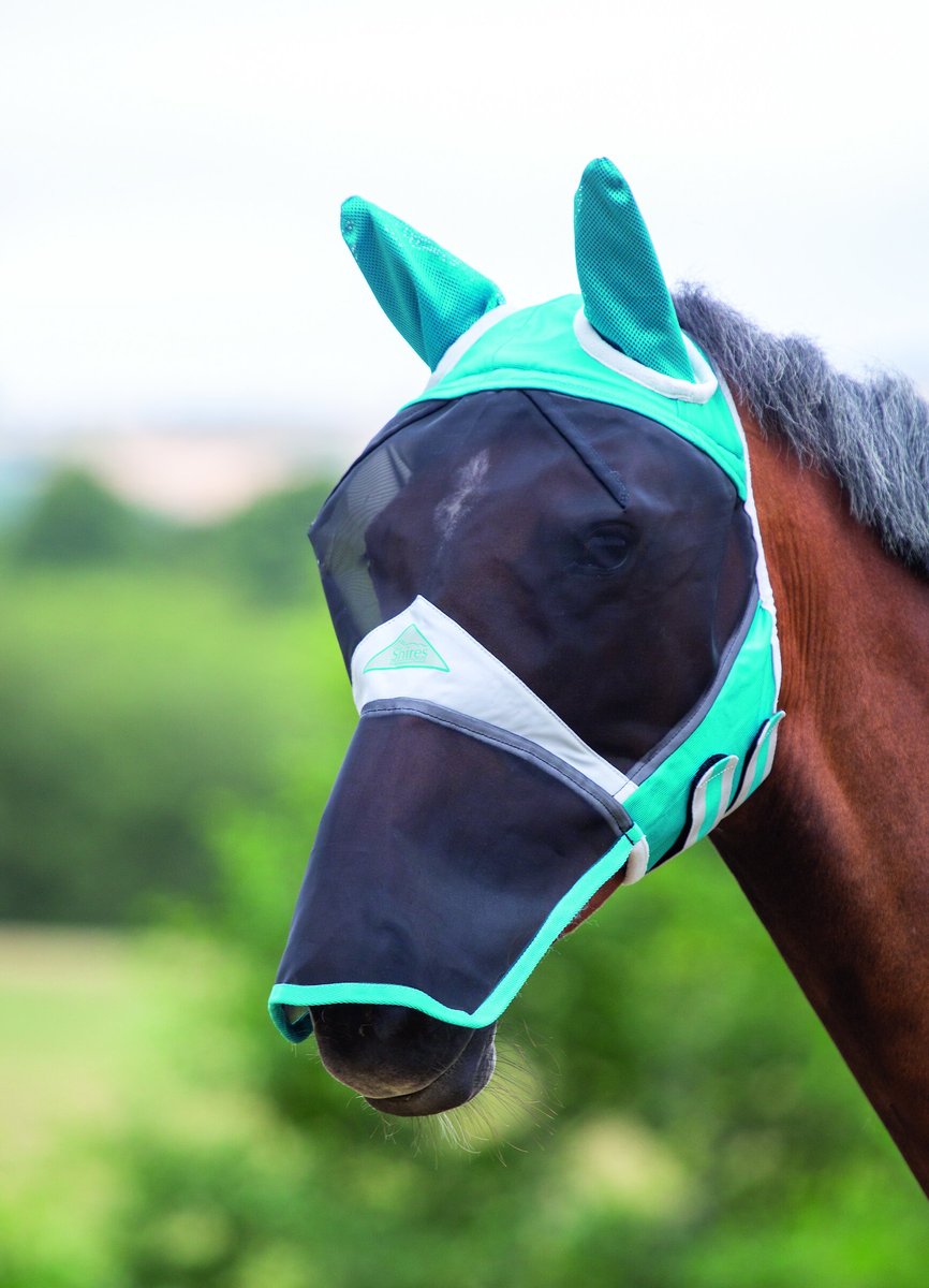 Shires Equestrian Products Full Face Horse Fly Mask with Ears & Detachable Nose