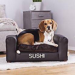 Moots Personalized Leatherette Sofa Cat & Dog Bed, Espresso, Medium