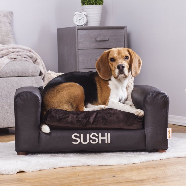 Moots Personalized Leatherette Sofa Cat & Dog Bed, Espresso, Medium slide 1 of 10