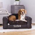 Moots Personalized Leatherette Sofa Cat & Dog Bed, Espresso, Medium