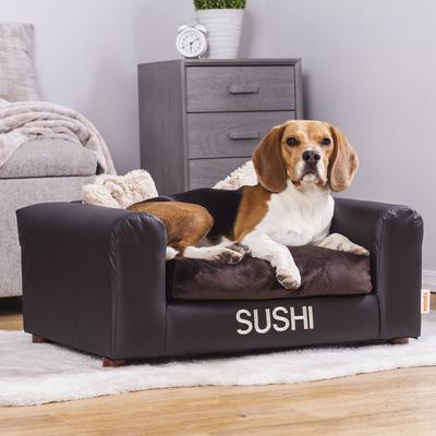 Show full view: Moots Personalized Leatherette Sofa Cat & Dog Bed, Espresso, Medium slide 3 of 11