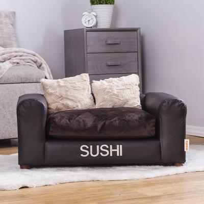 Show full view: Moots Personalized Leatherette Sofa Cat & Dog Bed, Espresso, Medium slide 4 of 11