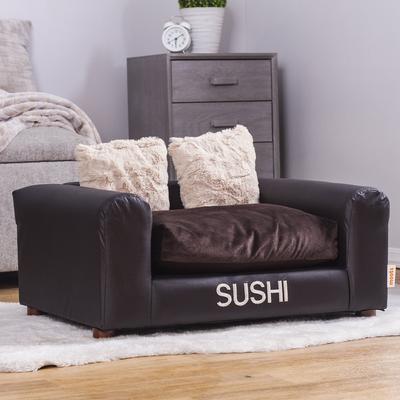 Show full view: Moots Personalized Leatherette Sofa Cat & Dog Bed, Espresso, Medium slide 5 of 11