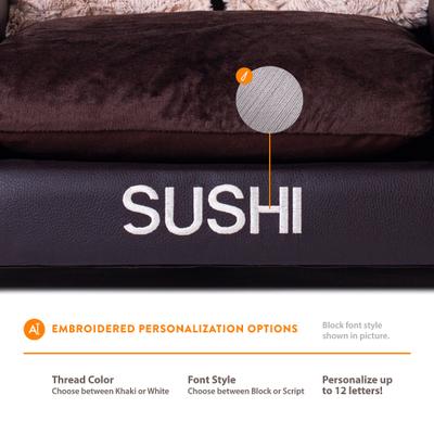 Show full view: Moots Personalized Leatherette Sofa Cat & Dog Bed, Espresso, Medium slide 6 of 11