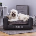 Moots Personalized Leatherette Sofa Cat & Dog Bed, Charcoal, Medium